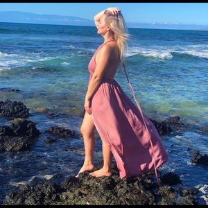 Mauve backless halter dress XL